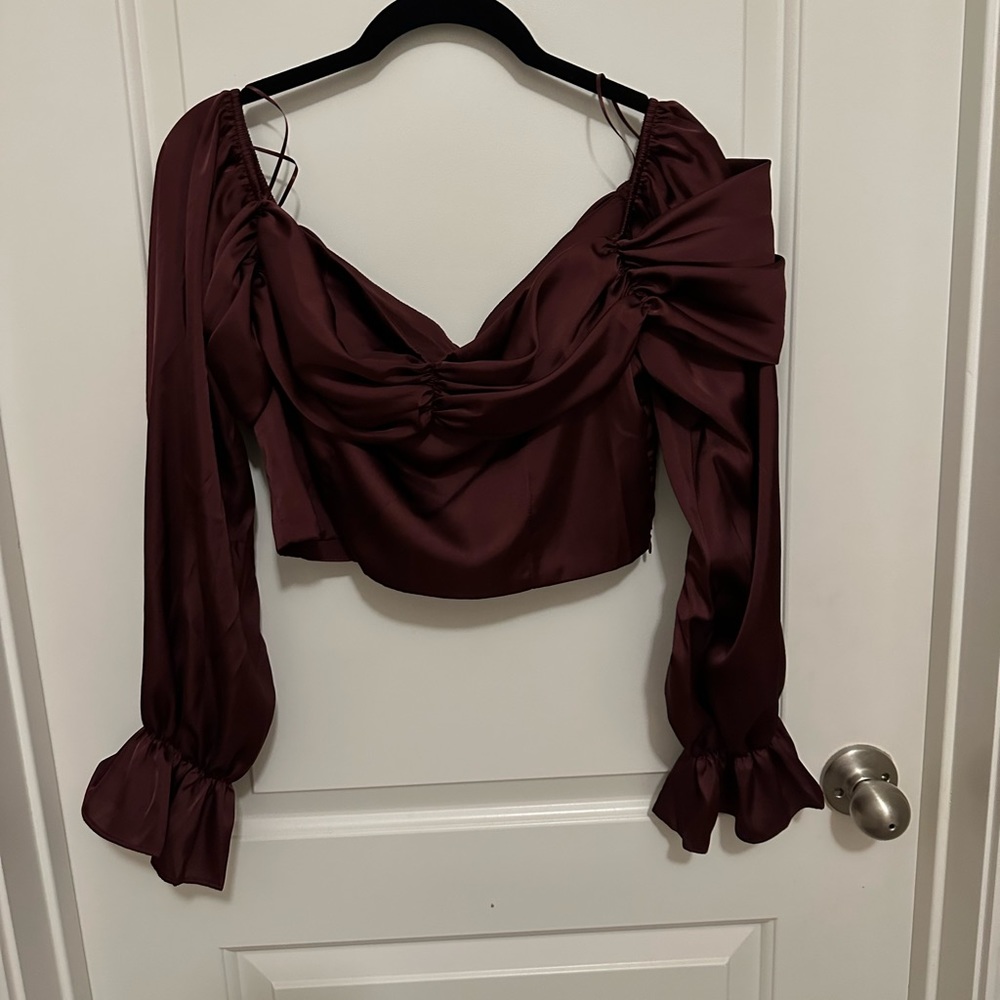 Satin crop top.